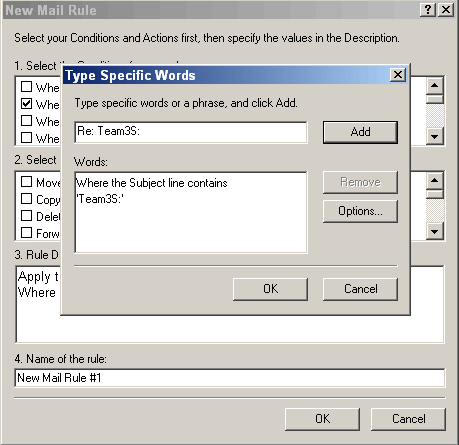 Type Specific Words dialog